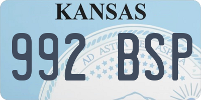 KS license plate 992BSP