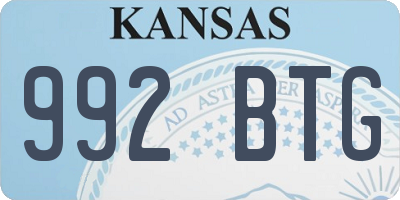 KS license plate 992BTG