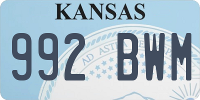 KS license plate 992BWM