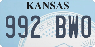 KS license plate 992BWO