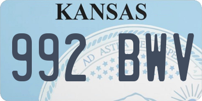 KS license plate 992BWV