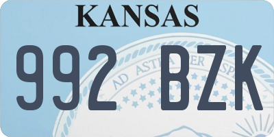 KS license plate 992BZK