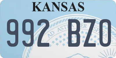 KS license plate 992BZO