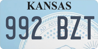 KS license plate 992BZT