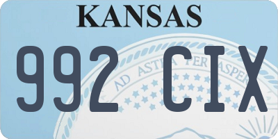KS license plate 992CIX