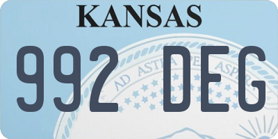 KS license plate 992DEG