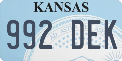KS license plate 992DEK