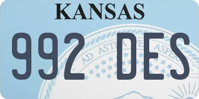 KS license plate 992DES