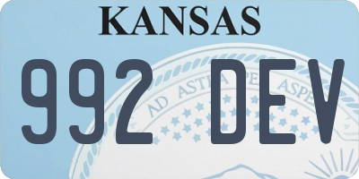 KS license plate 992DEV