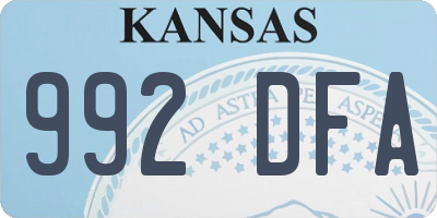 KS license plate 992DFA
