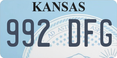 KS license plate 992DFG