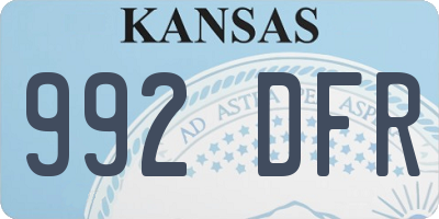KS license plate 992DFR