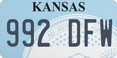 KS license plate 992DFW