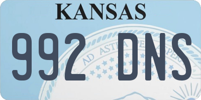KS license plate 992DNS