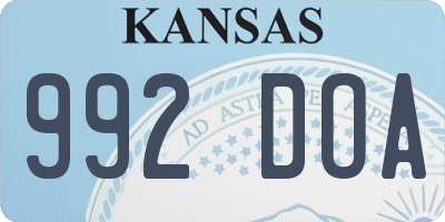 KS license plate 992DOA