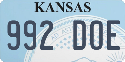 KS license plate 992DOE