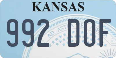 KS license plate 992DOF
