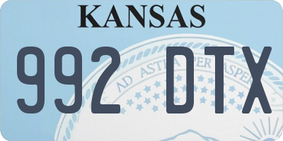 KS license plate 992DTX