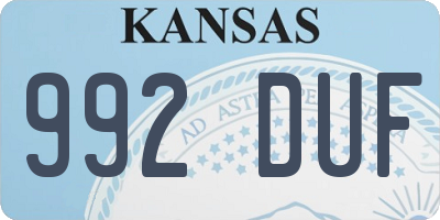 KS license plate 992DUF