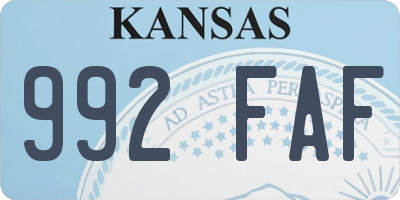 KS license plate 992FAF