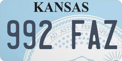 KS license plate 992FAZ