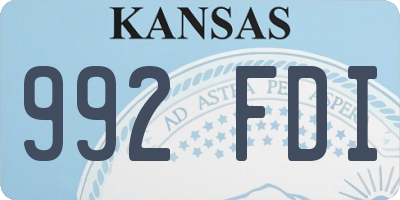 KS license plate 992FDI