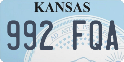 KS license plate 992FQA