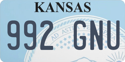 KS license plate 992GNU