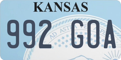 KS license plate 992GOA