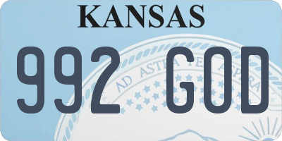 KS license plate 992GOD