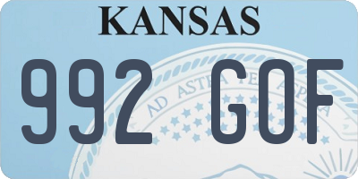 KS license plate 992GOF