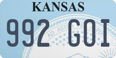 KS license plate 992GOI