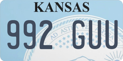 KS license plate 992GUU
