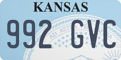KS license plate 992GVC