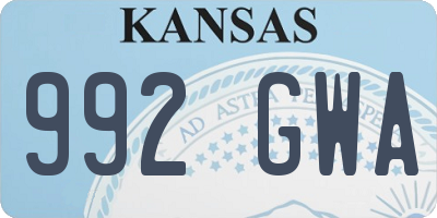 KS license plate 992GWA