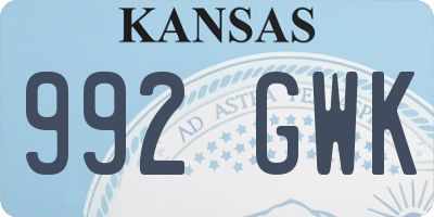 KS license plate 992GWK