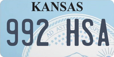 KS license plate 992HSA