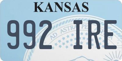 KS license plate 992IRE