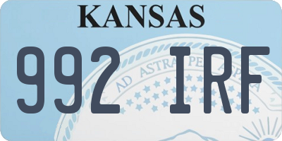 KS license plate 992IRF