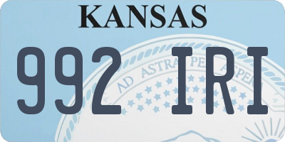 KS license plate 992IRI