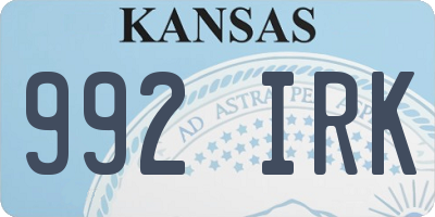 KS license plate 992IRK