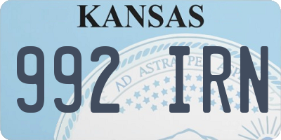 KS license plate 992IRN