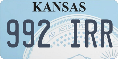 KS license plate 992IRR