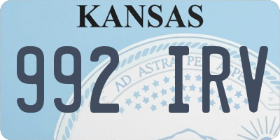 KS license plate 992IRV