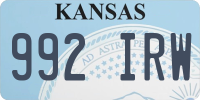 KS license plate 992IRW