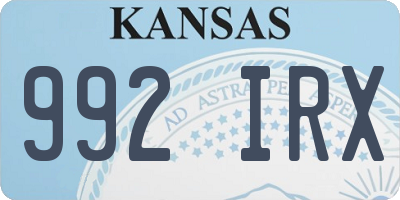 KS license plate 992IRX