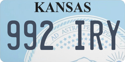 KS license plate 992IRY