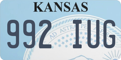 KS license plate 992IUG