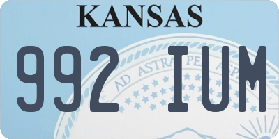 KS license plate 992IUM
