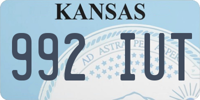 KS license plate 992IUT